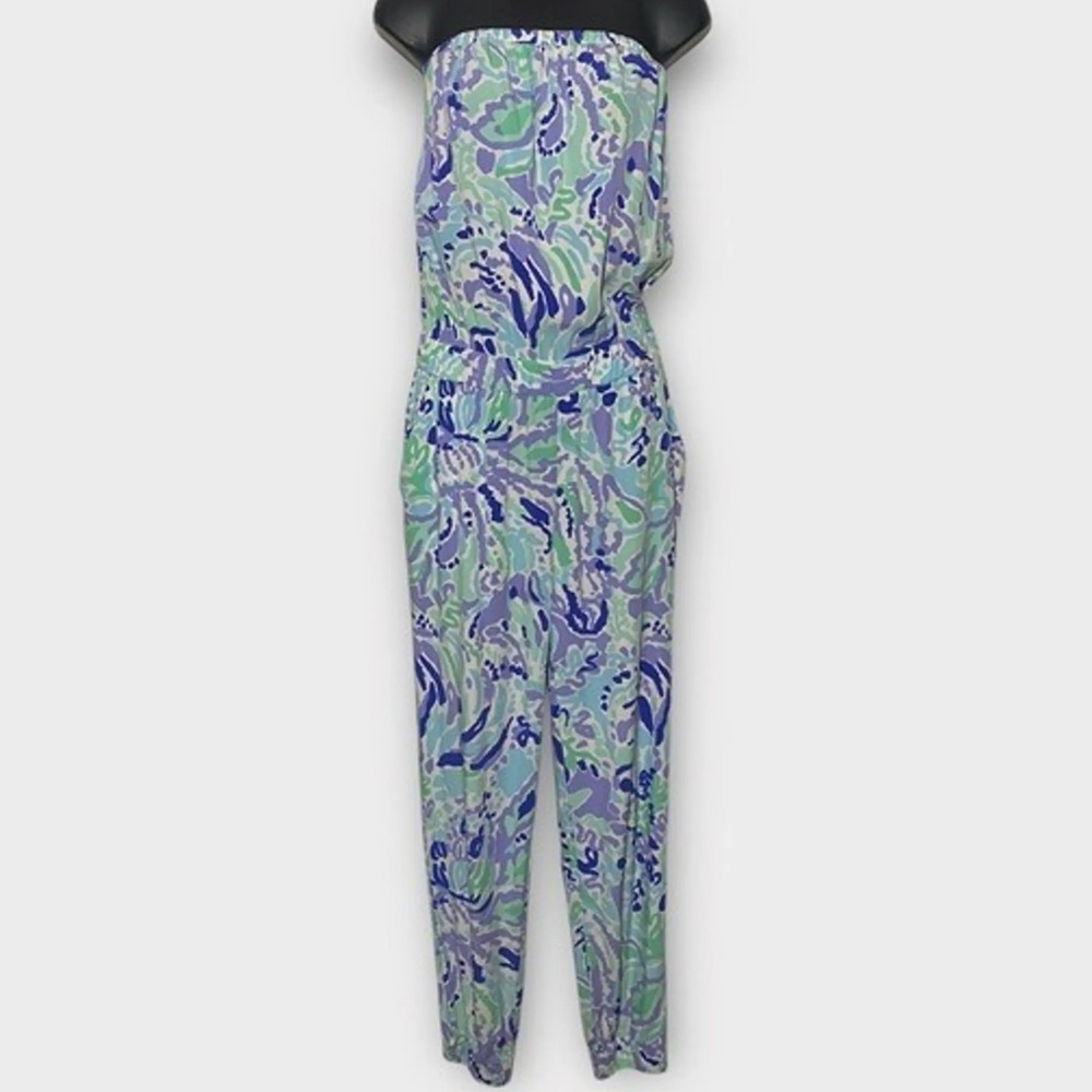 Stylish Lily Pulitzer NWT Blue and Green Floral Jumpsuit